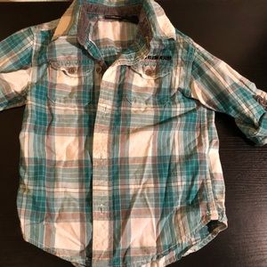 Calvin Klein Button Up Plaid Dress Shirt Boys Size 4